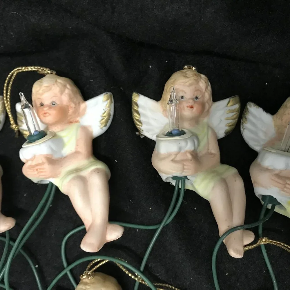 Ceramic Angel Cherrub String Lights 10 Count